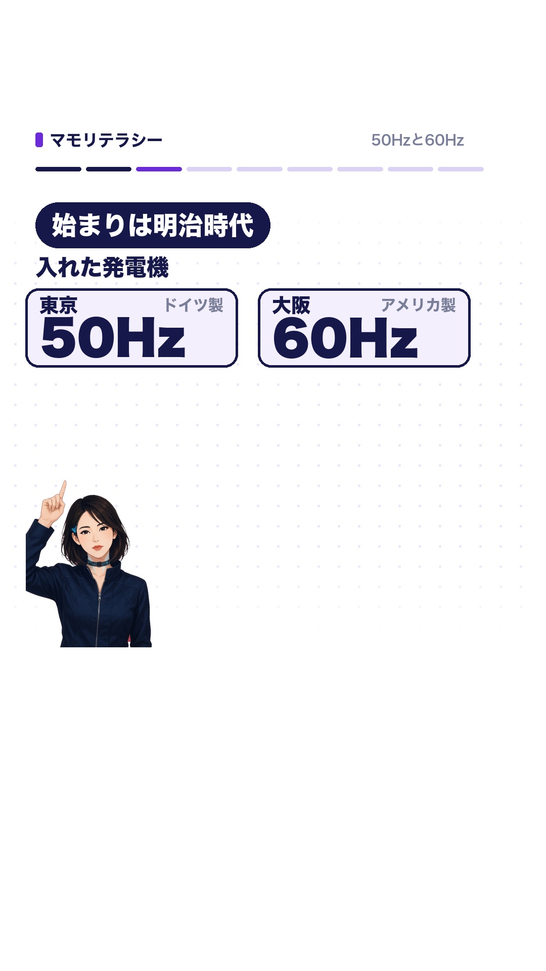 東京はドイツ製の50Hz、大阪はアメリカ製の60Hzの発電機