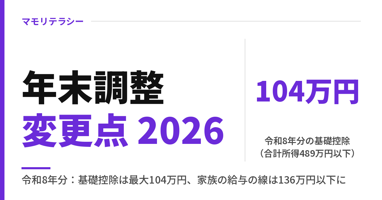 年末調整の変更点2026|基礎控除は最大104万円、紙を出す前に確かめる3つ