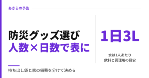 防災グッズ選び人数×日数で表に
