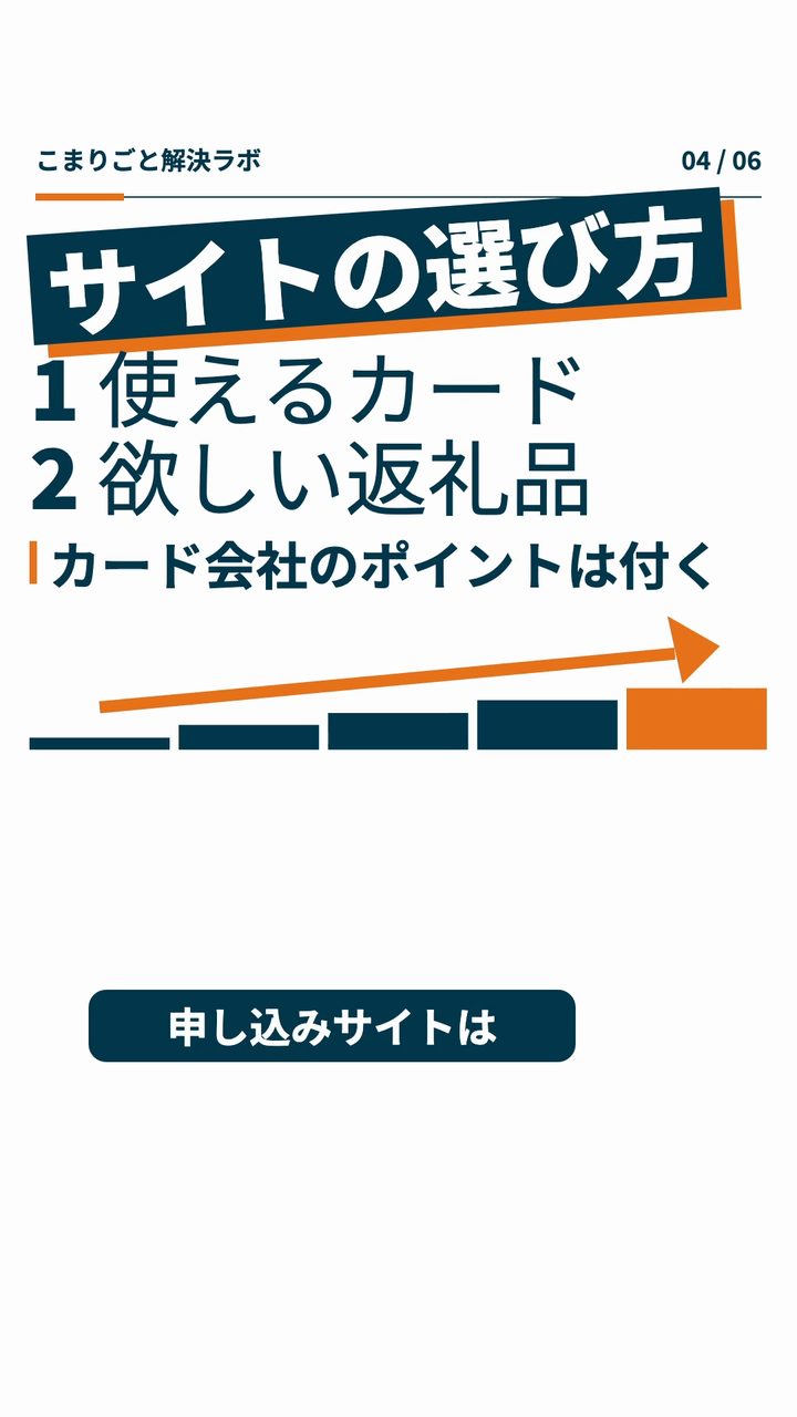 サイトの選び方 1使えるカード 2欲しい返礼品。カード会社のポイントは付く。申し込みサイトは