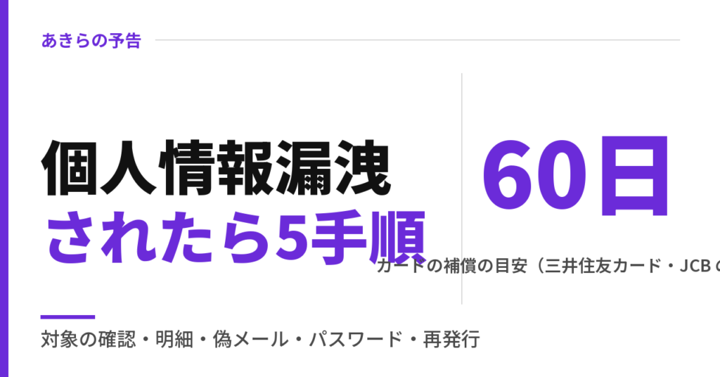 個人情報漏洩されたら？カードの補償は60日が目安｜相談先と偽メールの見分け方