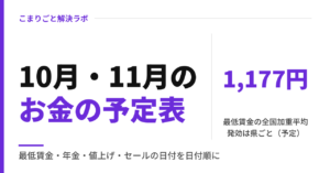 2026年10月・11月のお金の予定表｜最低賃金・年金・値上げ・セールの日付