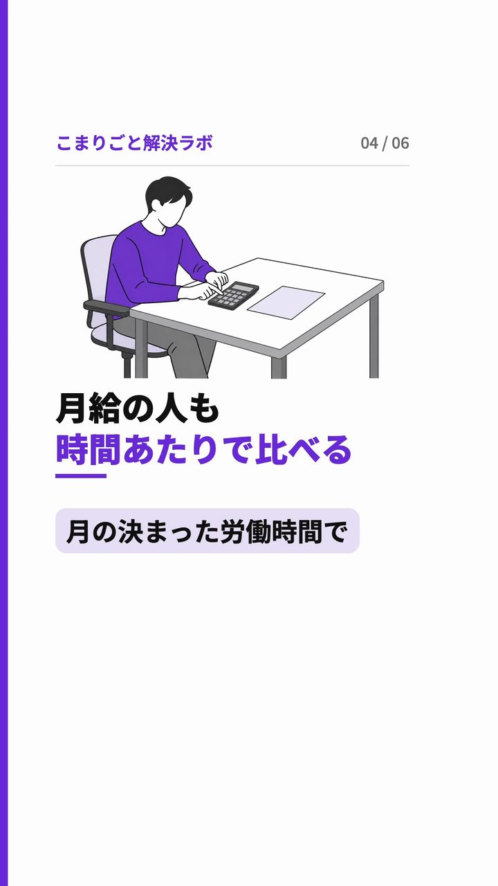 月給の人も 時間あたりで比べる