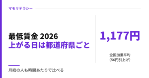 最低賃金 2026 いつから？｜全国平均1,177円、上がる日は都道府県ごと・一覧の見方と月給の比べ方