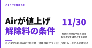SoftBank Air 値上げ｜11月30日までの解約で解除料が免除される条件