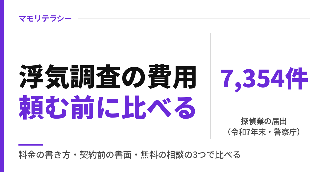 浮気調査の費用は？探偵に相談する前に比べる3つと契約前の書面